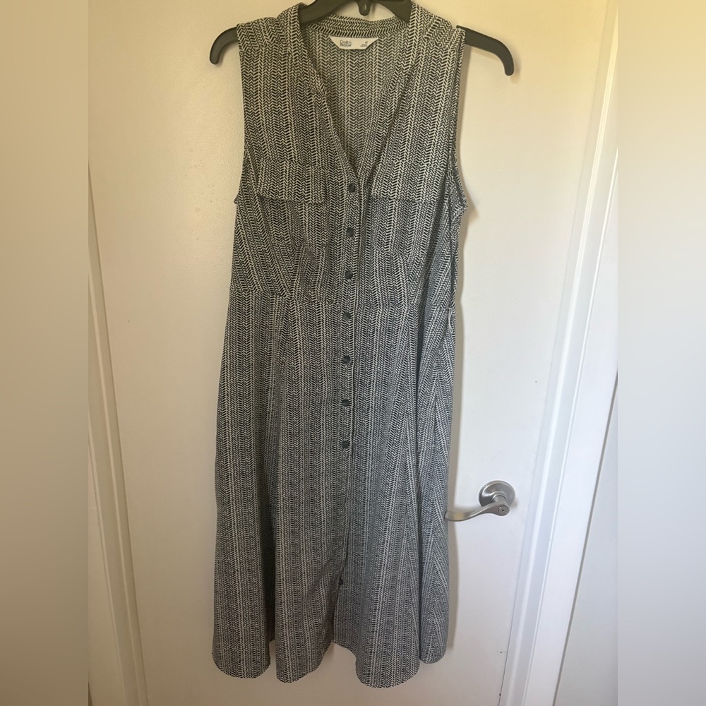 croft & barrow Black and White Sleeveless Button-Front Midi Dress